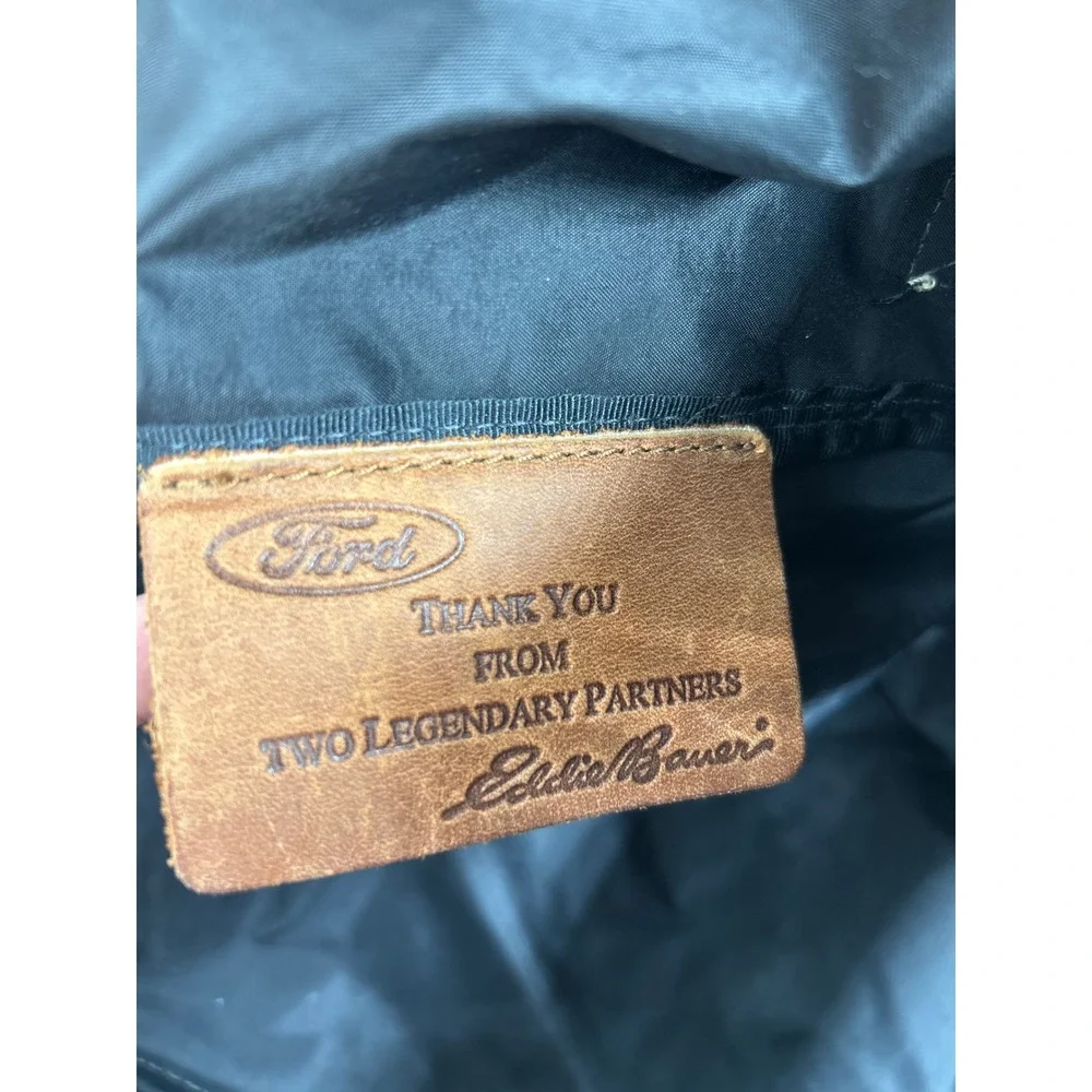 Eddie Bauer Ford Collaboration Tan Canvas Leather Duffel Bag Weekender Travel
